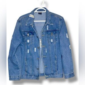 Judy Bridal Distressed Denim Jacket Womens Oversized boyfriend style Jean Jacket